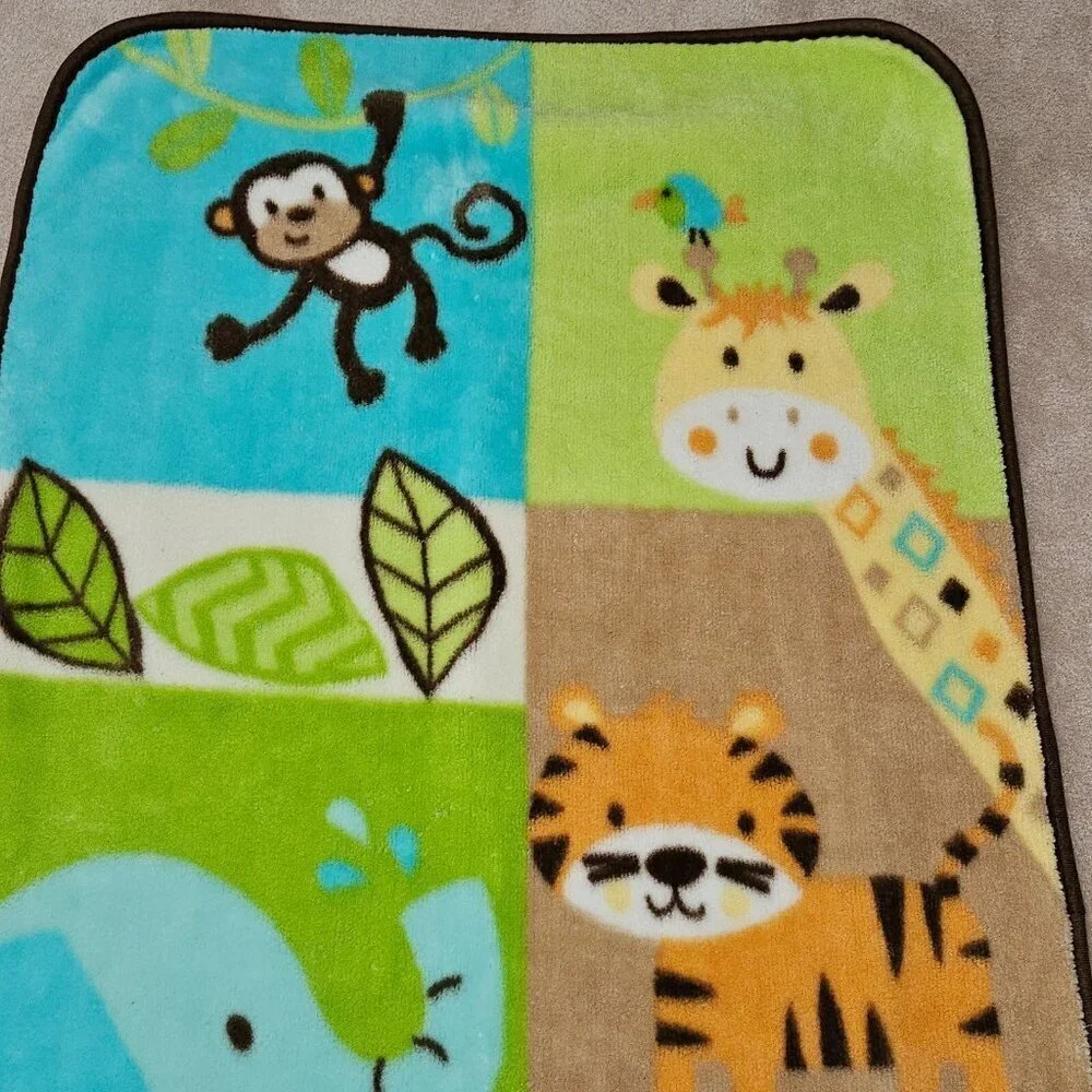 Garanimals Fleece Baby Blanket 30x45 Giraffe Elephant Monkey Tiger Turtle Bird